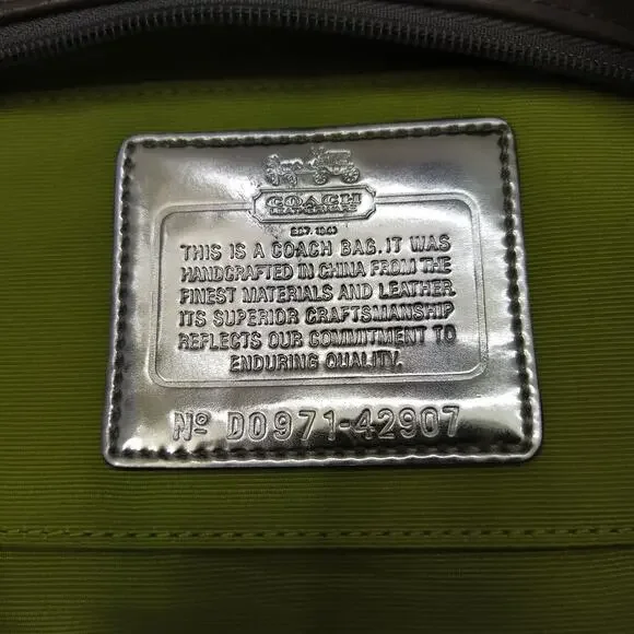 Coach Gray Canvas Leather Trim Zipper Closure Small Hobo Bag - Picture 12 of 12